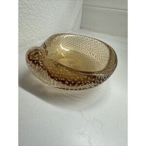 MURANO Bullicante Shell by Flavio Poli Vintage Art Glass Bubble Dish Ashtray